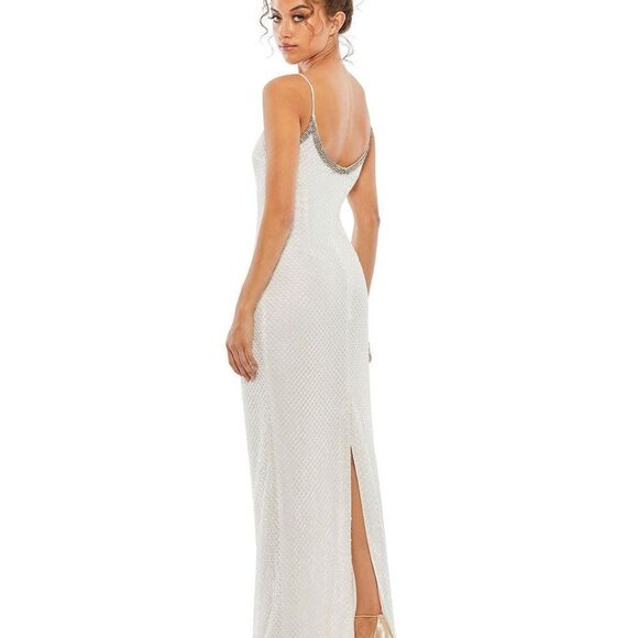 NWT MACDUGGAL fully beaded rhinestone column gown Size 2 - Picture 3 of 14